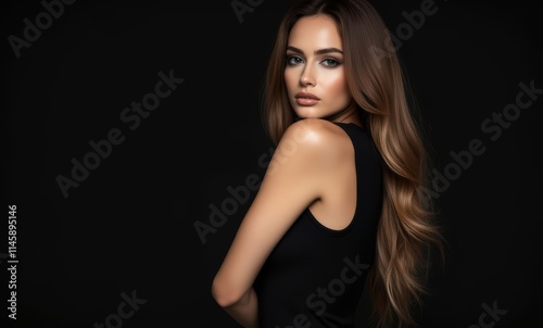Elegant woman with long hair portrait