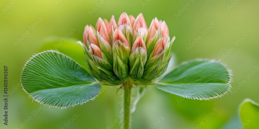 Macro close up of a clover plant, showcasing the intricate details of the clover against a softly blurred green background, emphasizing the beauty of the clover in this natural setting. Macro close up of a clover plant, showcasing the intricate details of the clover against a softly blurred green background, emphasizing the beauty of the clover in this natural setting.