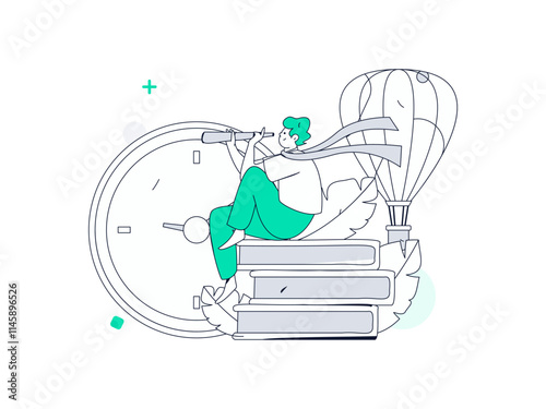  Character reading quietly vector concept operation hand drawn illustration
