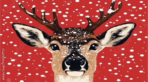 Festive Deer in Snowy Wonderland A Christmas Illustration photo