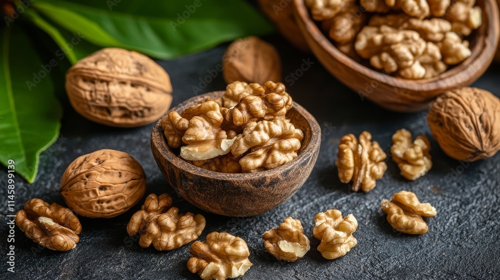 Nutritious walnut kernel alongside whole walnuts, showcasing the rich texture and flavor of the walnut kernel in various forms. Perfect for illustrating the versatility of walnuts in meals. Nutritious walnut kernel alongside whole walnuts, showcasing the rich texture and flavor of the walnut kernel in various forms. Perfect for illustrating the versatility of walnuts in meals.