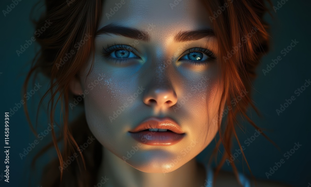 Close-up of a young woman with blue eyes Close-up of a young woman with blue eyes