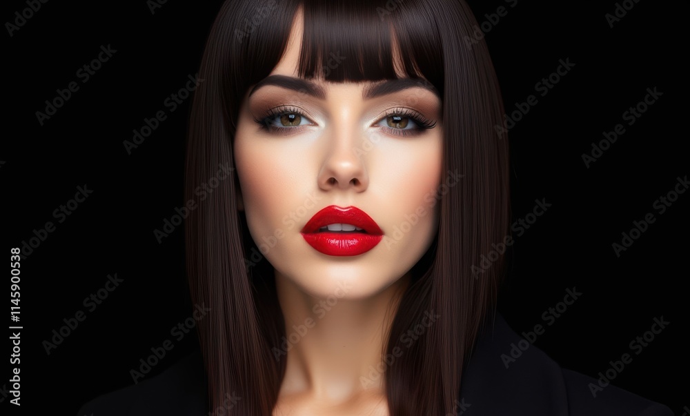 Elegant woman with striking red lips