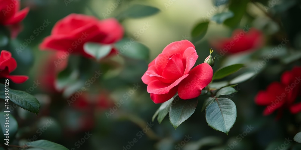 Vibrant red tropical rose blossoms in winter, showcasing stunning red rose petals against a lush green backdrop, highlighting the beauty of the red rose in full bloom. Vibrant red tropical rose blossoms in winter, showcasing stunning red rose petals against a lush green backdrop, highlighting the beauty of the red rose in full bloom.