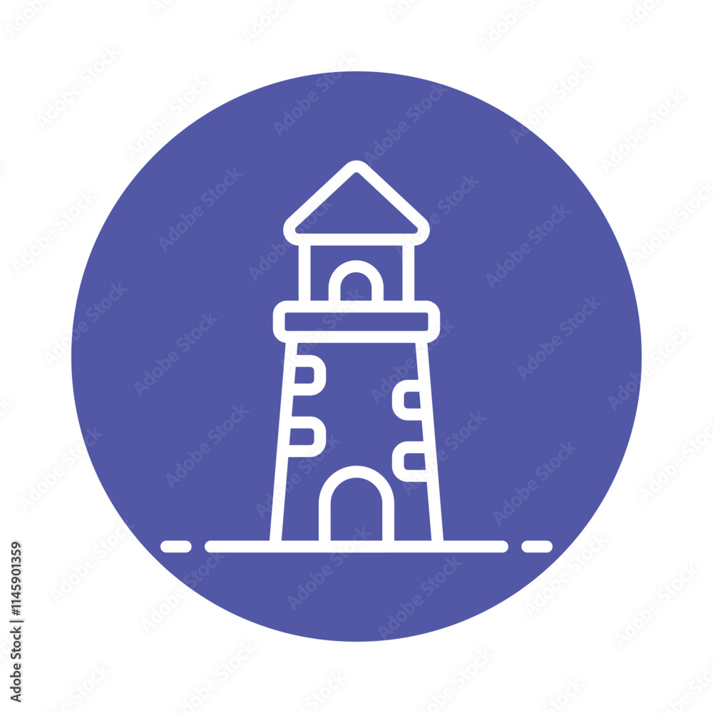 Lighthouse Vector Circle Outline Icon. Eps 10 file Lighthouse Vector Circle Outline Icon. Eps 10 file