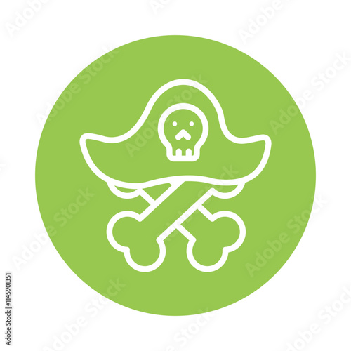 Pirate Hat Vector Circle Outline Icon. Eps 10 file 