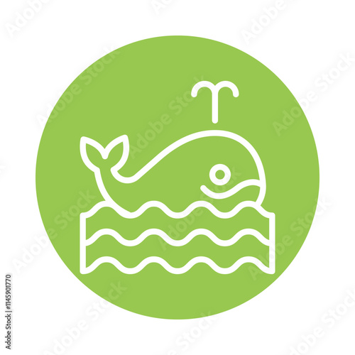 Blue Whale Vector Circle Outline Icon. Eps 10 file 