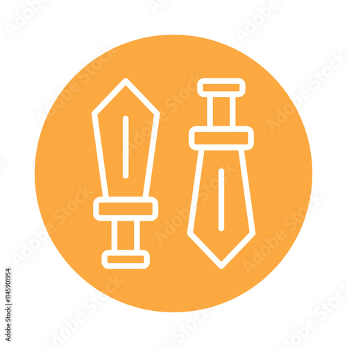 Swords Vector Circle Outline Icon. Eps 10 file 