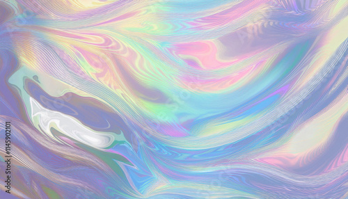 Abstract rainbow pastel background hologram, silver iridescent foil texture background.Generative AI