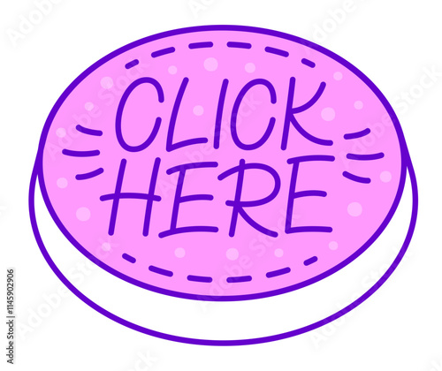 lettering sticker click here dots text