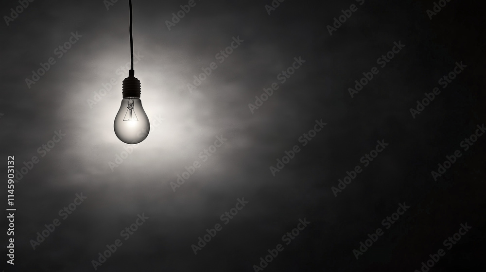 Dark empty room with single flickering light bulb casting long shadows, emphasizing absence of power and eerie atmosphere, minimalist setting with focus on light bulb's glow. Dark empty room with single flickering light bulb casting long shadows, emphasizing absence of power and eerie atmosphere, minimalist setting with focus on light bulb's glow.