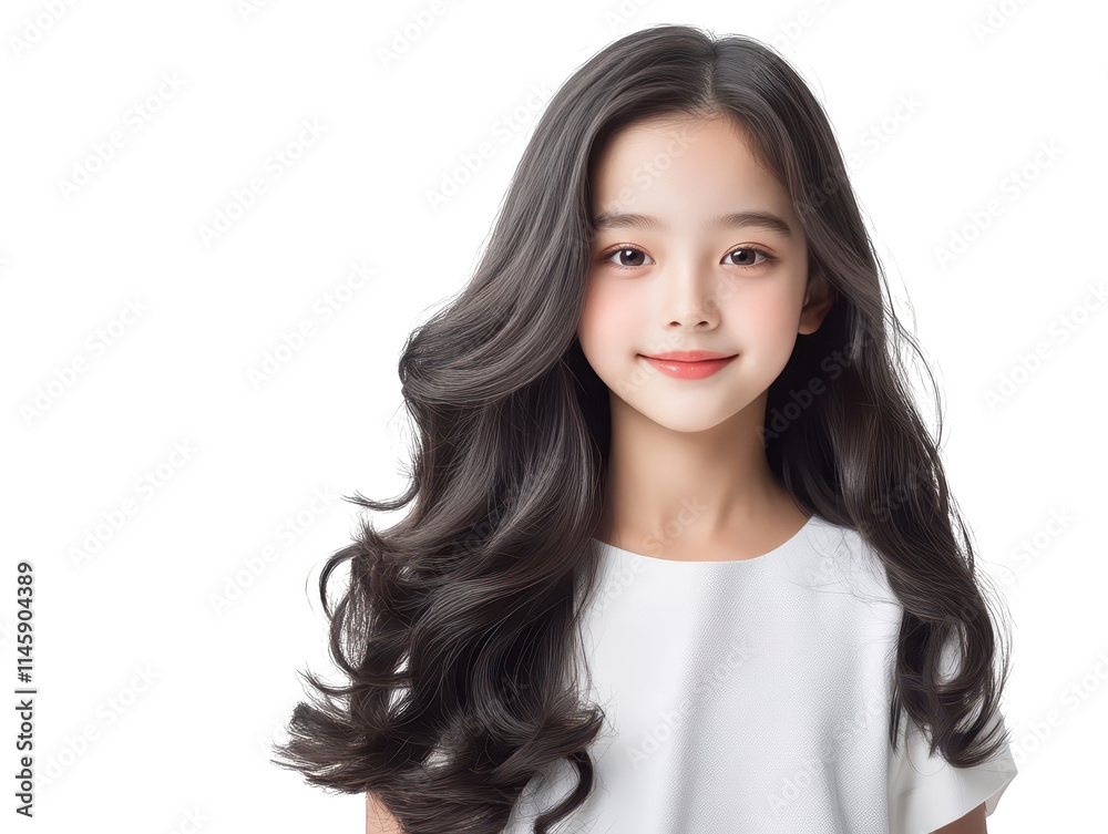 Girl in white, a portrait of flowing hair and timeless beauty serene elegance Girl in white, a portrait of flowing hair and timeless beauty serene elegance