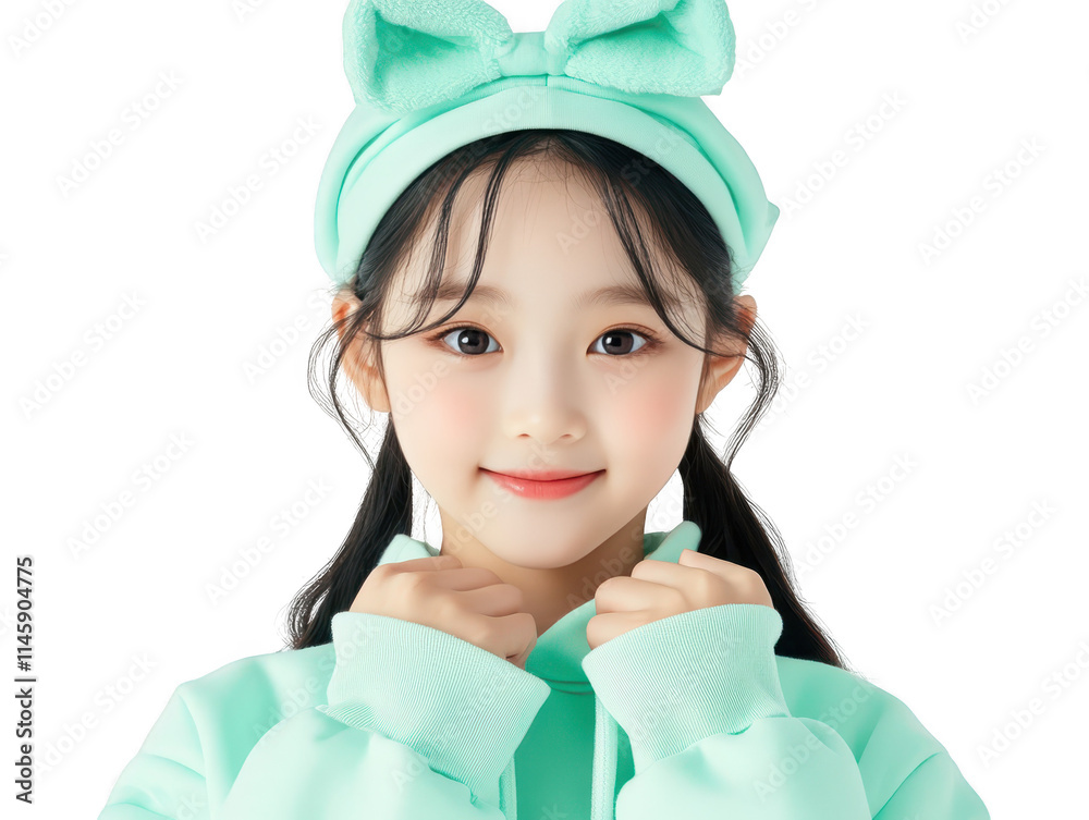 Adorable doll in green dress with matching bow, a perfect gift for imaginative play Adorable doll in green dress with matching bow, a perfect gift for imaginative play