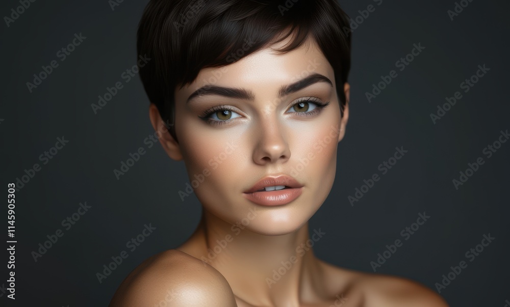 Portrait of a young woman with elegant features Portrait of a young woman with elegant features