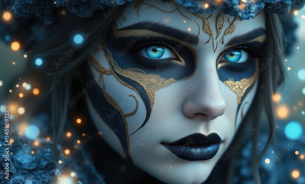 Enchanting woman with artistic face paint