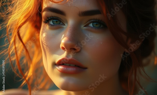 Beautiful young woman with vibrant red hair