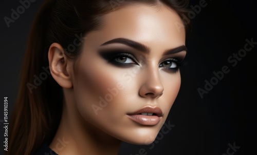 Stunning woman with smokey eye makeup