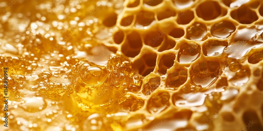 Freshly extracted frames of a beehive showcase golden honey. This sweet honey and pollen are nestled within a stunning brown honeycomb. Busy bees work diligently on the yellow honeycomb, highlighting Freshly extracted frames of a beehive showcase golden honey. This sweet honey and pollen are nestled within a stunning brown honeycomb. Busy bees work diligently on the yellow honeycomb, highlighting