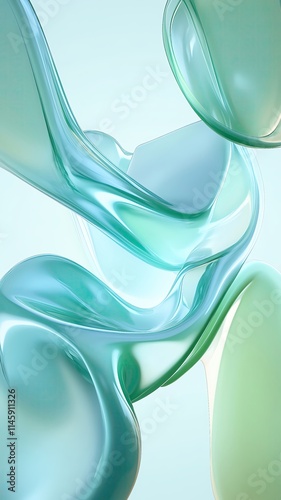 ,Light blue and green gradient, futuristic,minimalist design. Abstract teal liquid forms, flowing design.