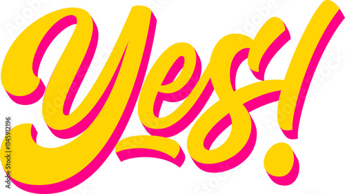 lettering yes with shadow text