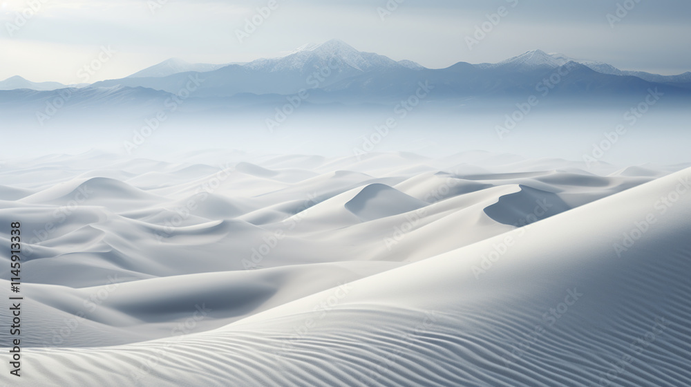 Fototapeta premium Blue Snow Covered Mountain Landscape in Winter. Blurred Background.