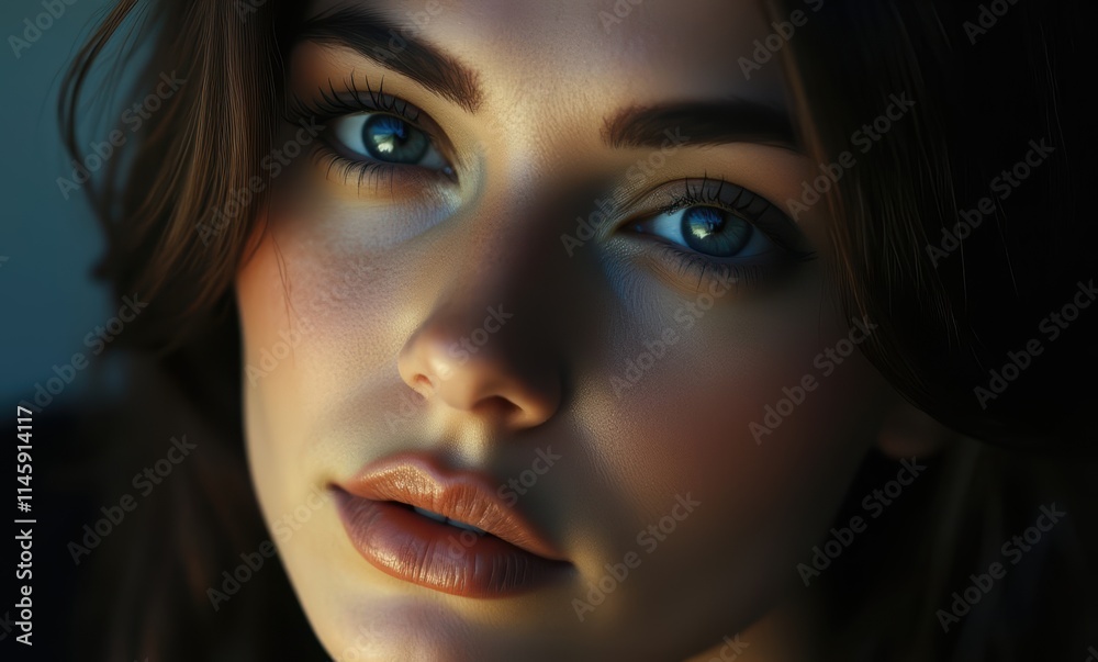 Close-up of a young woman with blue eyes Close-up of a young woman with blue eyes