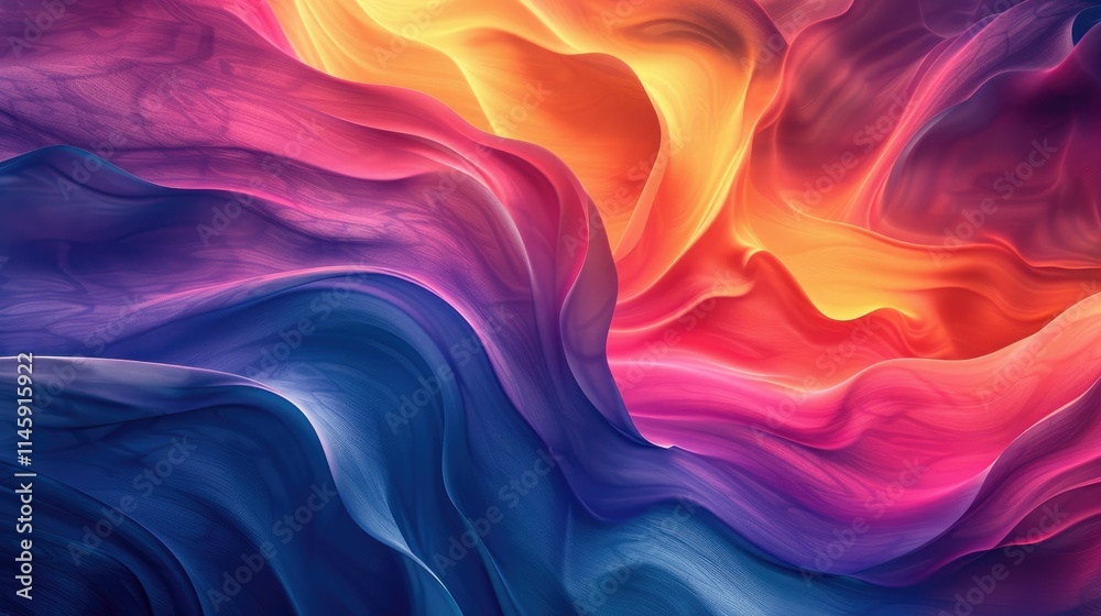 Fototapeta premium Abstract wavy waves with a rainbow gradient effect