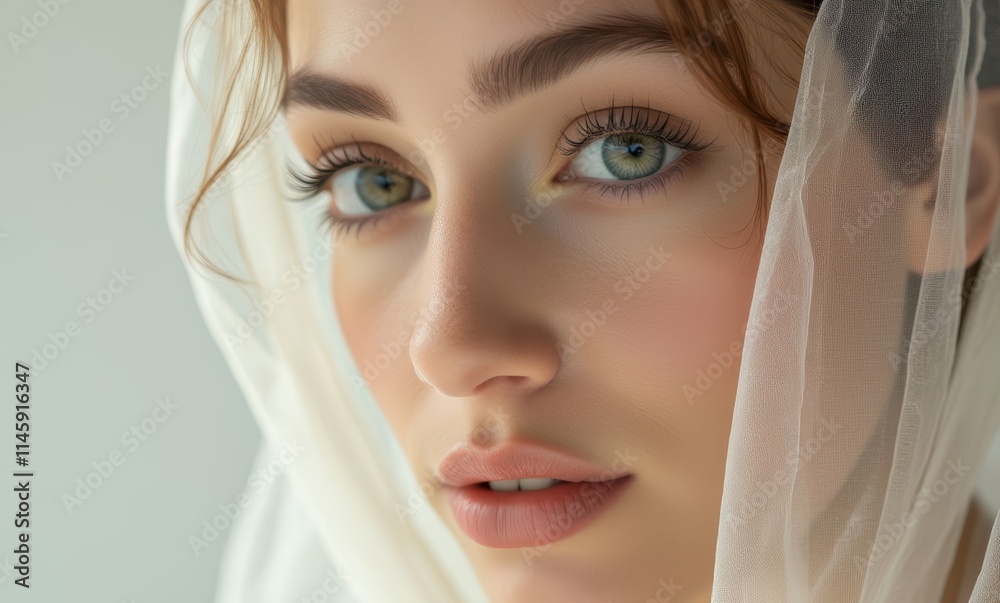 Close-up of a woman with green eyes Close-up of a woman with green eyes