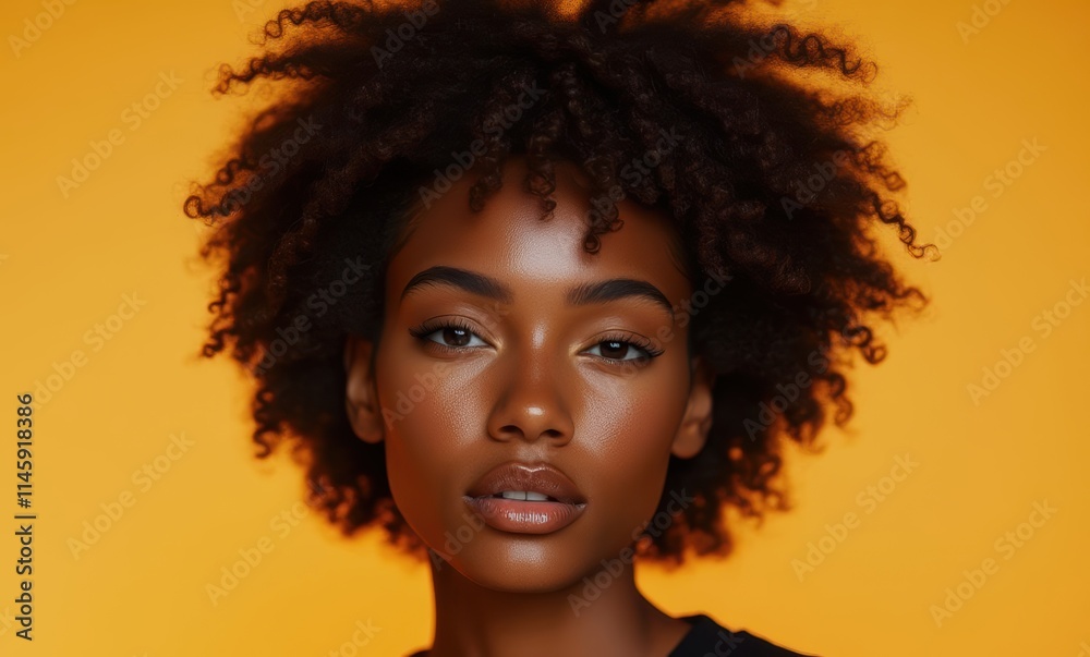 Confident woman with curly hair Confident woman with curly hair