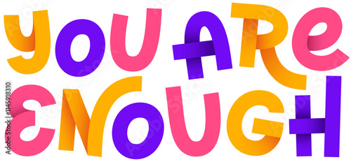 lettering you are enough with shadow text