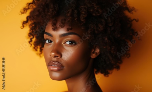 Stunning woman with curly hair portrait