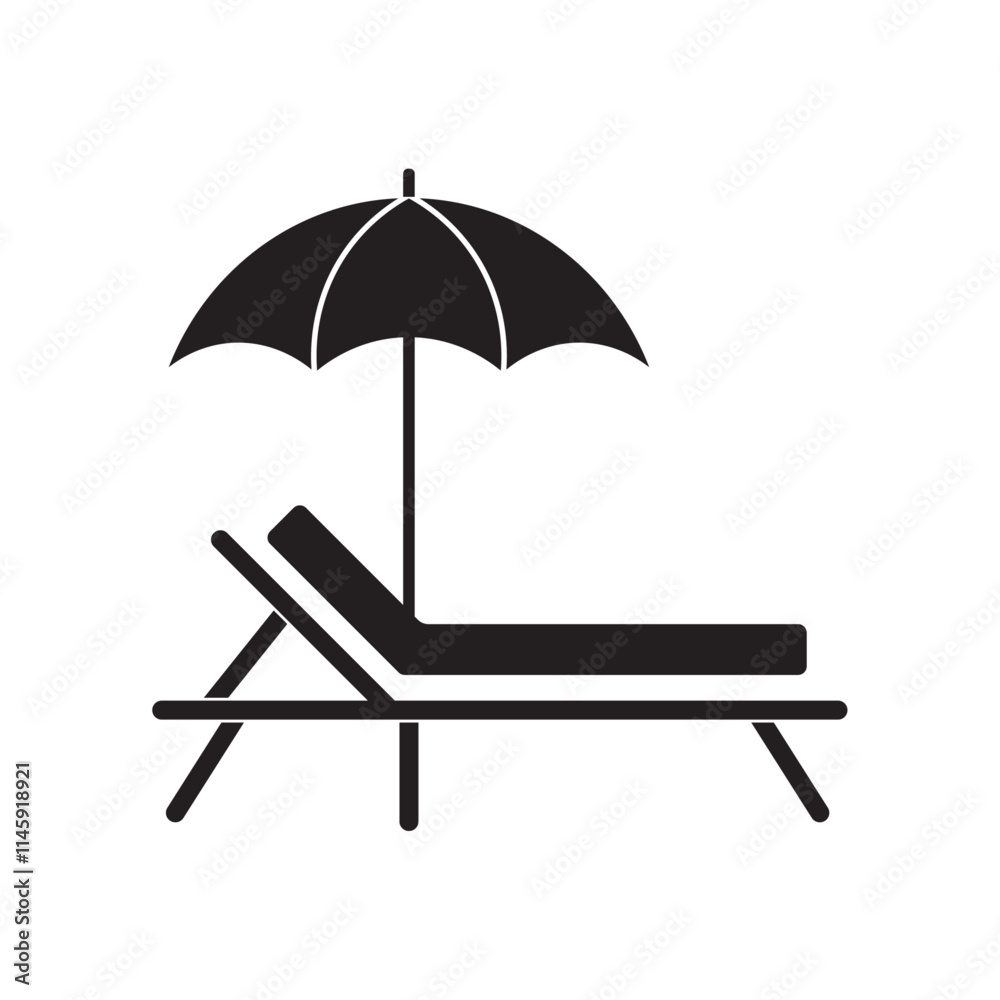 beach chair and umbrella flat icon vector beach chair and umbrella flat icon vector