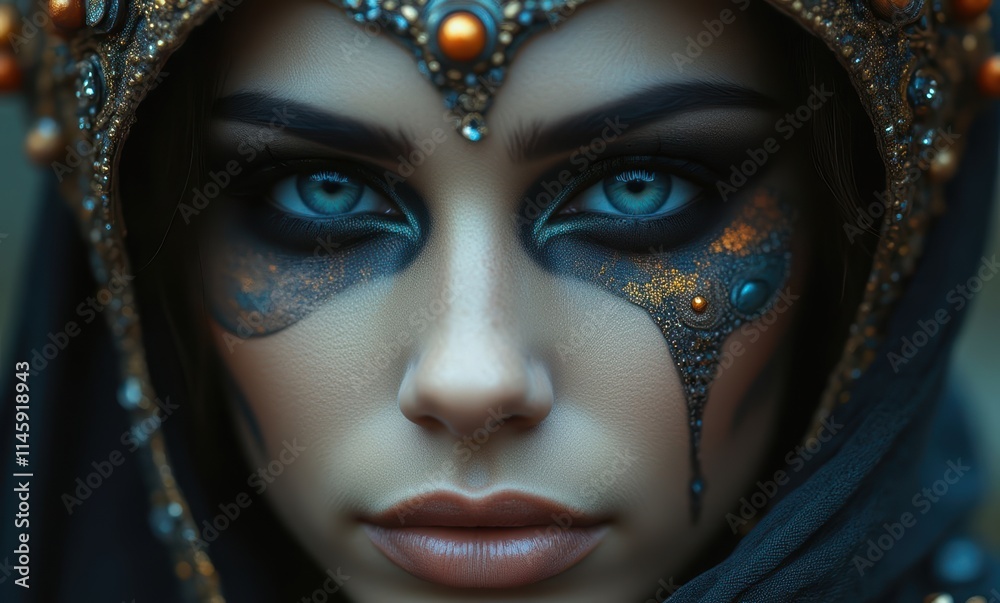 Mystical woman with striking blue eyes Mystical woman with striking blue eyes