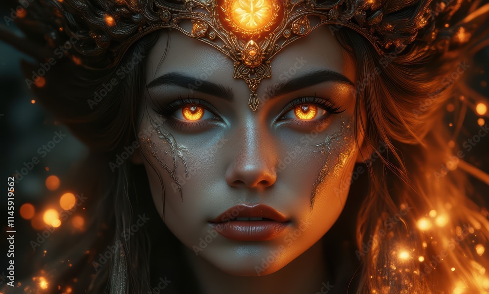 Mystical woman with glowing eyes Mystical woman with glowing eyes