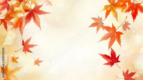 Autumn Maple Leaves Frame Background Design