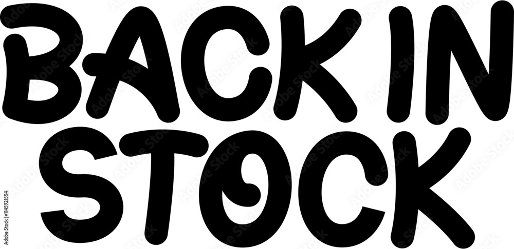 lettering back in stock black text