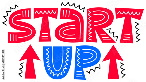 lettering start up with lines text