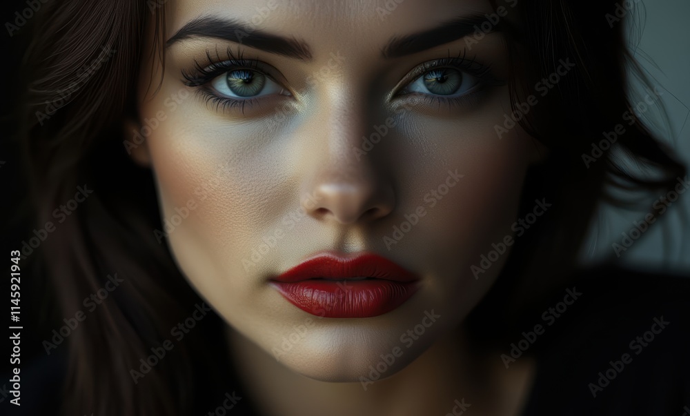 Close-up of a woman with striking features Close-up of a woman with striking features