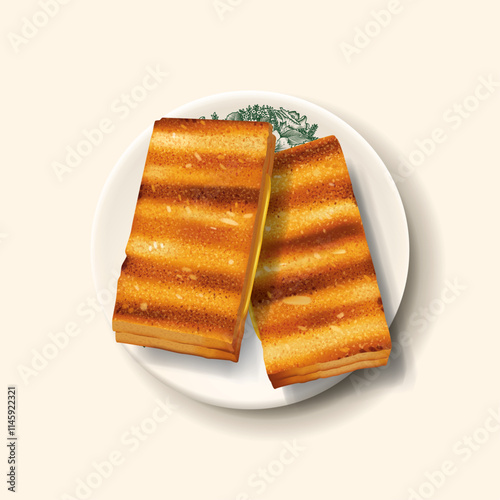 Nanyang Kopitiam Kaya Butter Toast Top View.