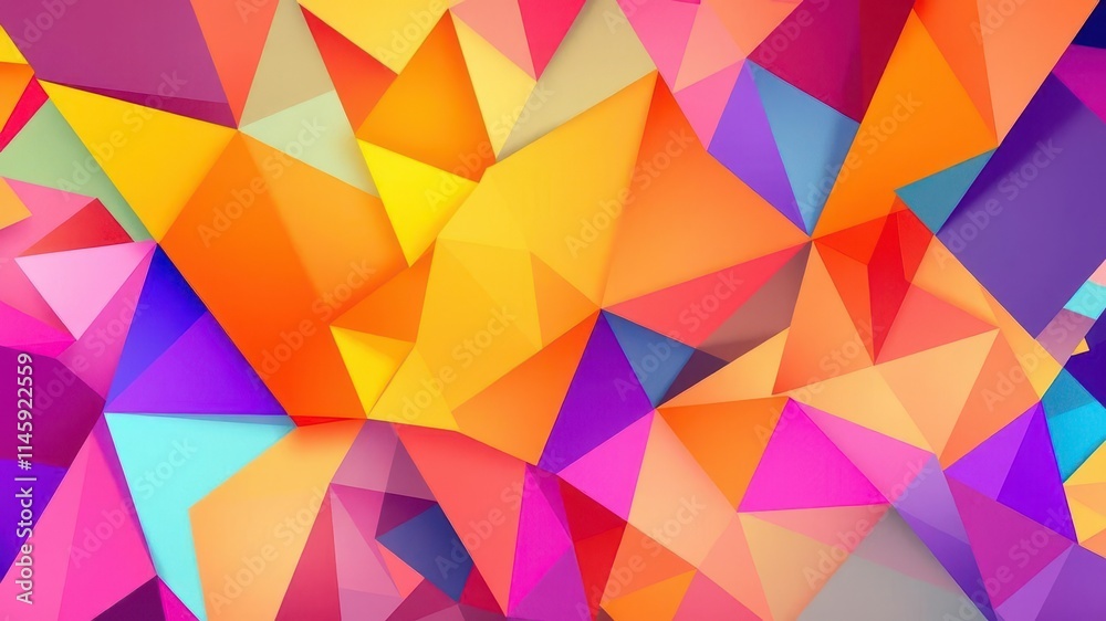 Obraz premium Futuristic geometric shapes in bright colors on abstract vector background, modern, abstract