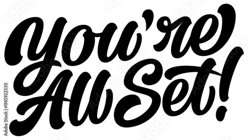 lettering you're all set! calligraphy style text