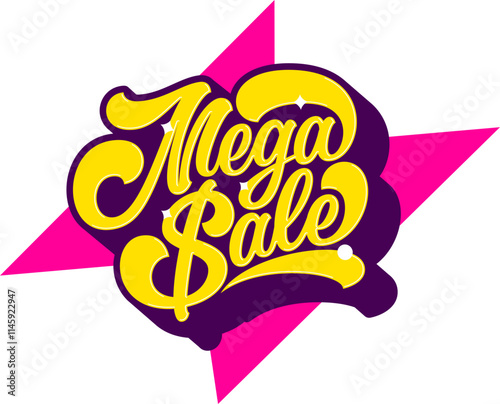 lettering mega sale with shadows text