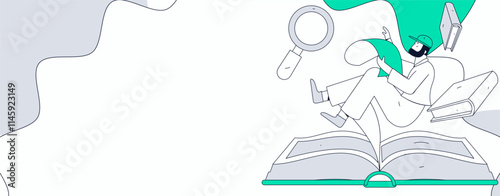  Character reading quietly vector concept operation hand drawn illustration
