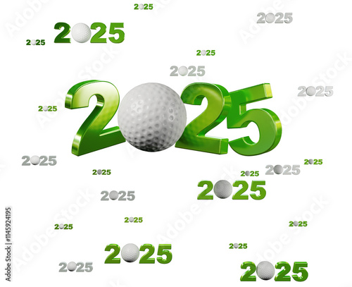 Many Golf ball 2025 Designs with many Balls on a White Background