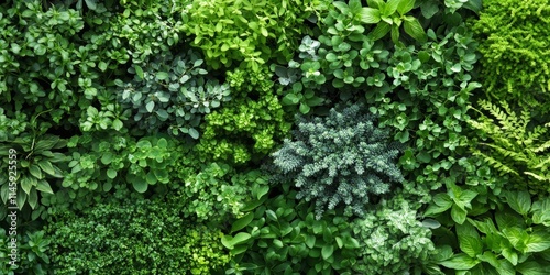 Diverse green bushes and herbs create a vibrant backdrop, showcasing the beauty of green bushes and herbs in a natural setting, perfect for enhancing various designs and projects.