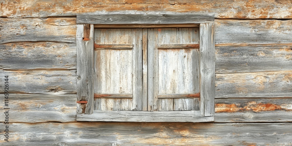Rustic old window of a wooden house wall showcasing charming aged textures, providing a glimpse into traditional architecture with its distinctive character and inviting allure. Rustic old window of a wooden house wall showcasing charming aged textures, providing a glimpse into traditional architecture with its distinctive character and inviting allure.