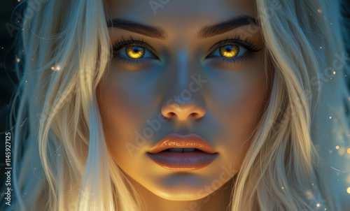 Stunning young woman with golden eyes