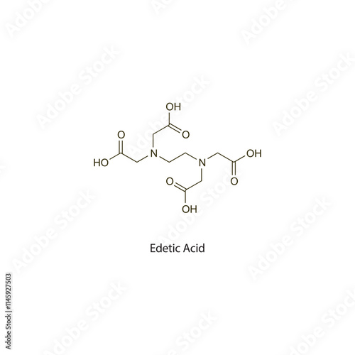 Edetic Acid flat skeletal molecular structure chelator drug used in poisoning treatment. Vector illustration scientific diagram.