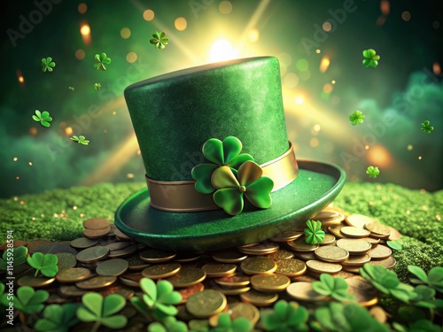 Festive St. Patrick's Day 3D render: leprechaun's gold, shamrocks galore, a joyful celebration.