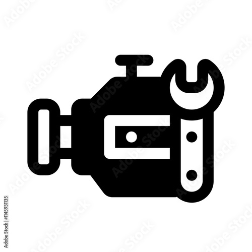 Engine Maintenance Glyph Icon. Single icon, glyph vector icon